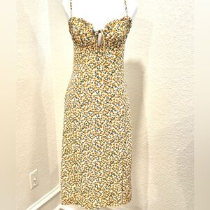 SHEIN Yellow Floral Midi Dress